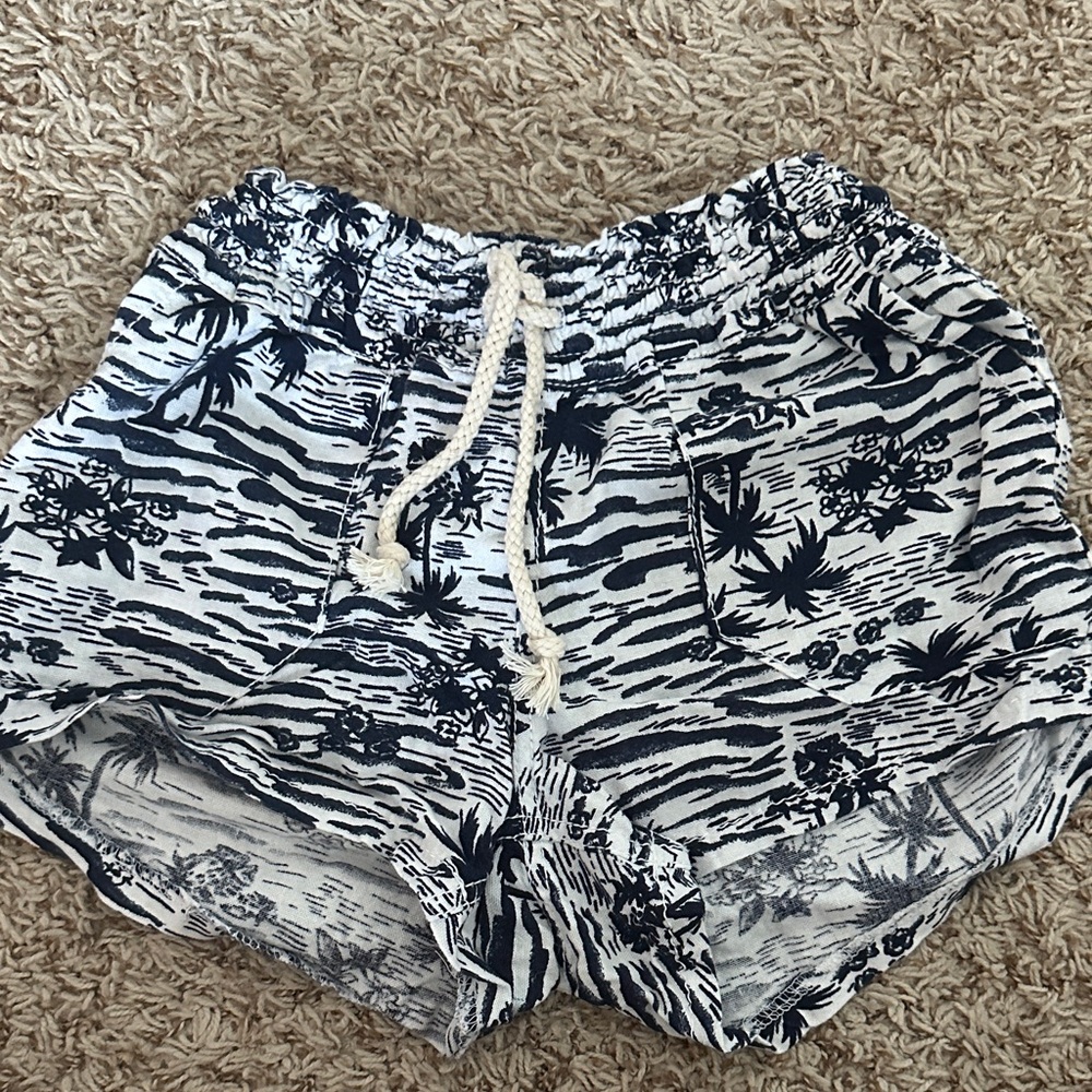 Blue and White Patterned Shorts